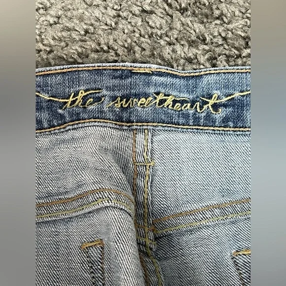 Old navy the sweetheart short stretch denim mid rise bootcut blue jeans size 10 - Picture 9 of 14